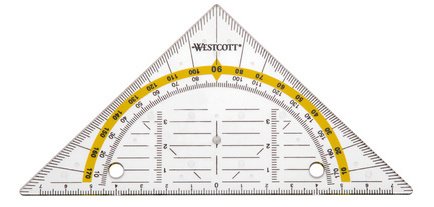 Equerre géométrique avec perforations pour classeur