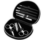 Set de manucure, étui en similicuir, 8 pièces, noir