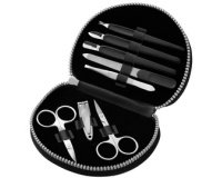 Set de manucure, étui en similicuir, 8 pièces, noir