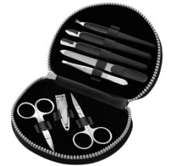 Manicureset in kunstleren etui 8 stuks zwart