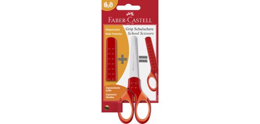 FABER-CASTELL Ciseaux scolaires GRIP, en blister, rouge
