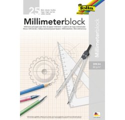 Bloc papier millimétré, A3, 80 g/m2, 25 feuilles