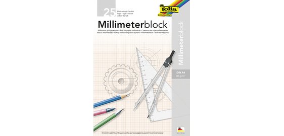 Millimeter papierblok, A3, 80 g/m2, 25 vel