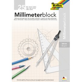 Bloc papier millimétré, A4, 80 g/m2, 25 feuilles