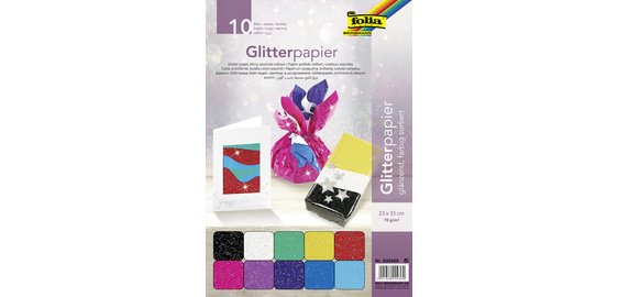 Glitter paper, 70 g/m2, 230 x 330 mm, assorted