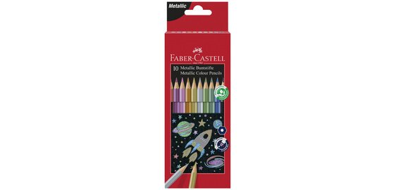 FABER-CASTELL Metallic Hexagonal Colored Pencils, Case of 10