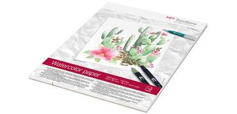 Tombow Bloc de papier aquarelle, collé 2 côtés, 240 x 320 mm