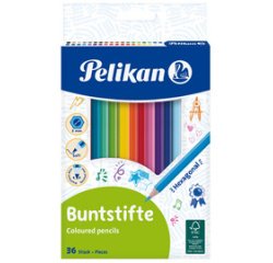 Pelikan crayon de couleur hexagonal, étui de 36 pièces en couleurs assorties