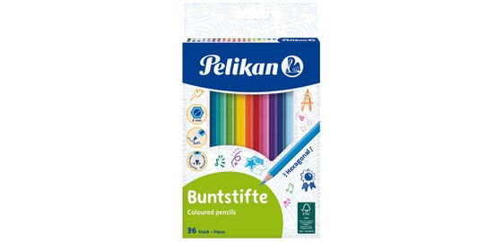 Pelikan kleurpotlood zeshoekig, etui van 36 stuks in geassorteerde kleuren