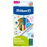 Crayons de couleur Bicolor, rond, étui en carton de