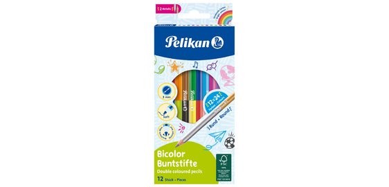Crayons de couleur Bicolor, rond, étui en carton de