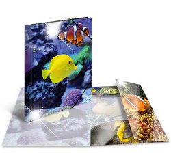 Chemise à élastiques 'poissons', PP Glossy, A4