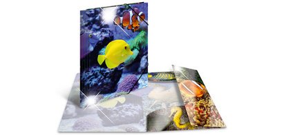 Chemise à élastiques 'poissons', PP Glossy, A4