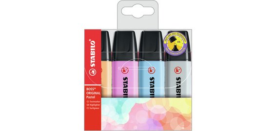 Surligneur BOSS ORIGINAL Pastel, étui en PET de 4