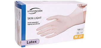 Gants jetables Skin Light Hygonorm latex poudré blanc, taille XL - Boîte de 100 gants