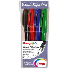 PentelArts Stylo feutre Brush Sign Pen, étui de 4, Basic