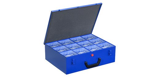 Malette professionnelle en métal pour petites piéces, avec boîtes d'insertion amovibles et couvercles EuroPlus Pro >M<44XH-12L