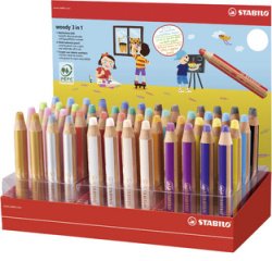 Crayon multi-talents woody 3 en 1, présentoir de 48