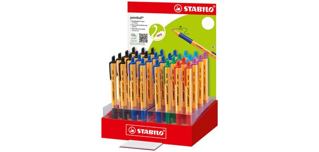 Stylo à bille rétractable, présentoir carton de 32