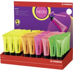 En_rotulador stabilo fluorescente 72 neon expositor de 45 unidades colores surtidos