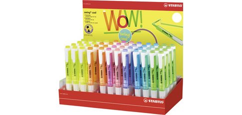 Surligneurs swing cool, présentoir en carton de 48