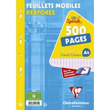 Feuillets mobiles perforés, A4, séyès