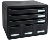 Schubladenbox STOREBOX, 7 offene Schubladen, Glossy - Schwarz Glossy