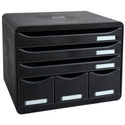 Schubladenbox STOREBOX, 7 offene Schubladen, Glossy - Schwarz Glossy