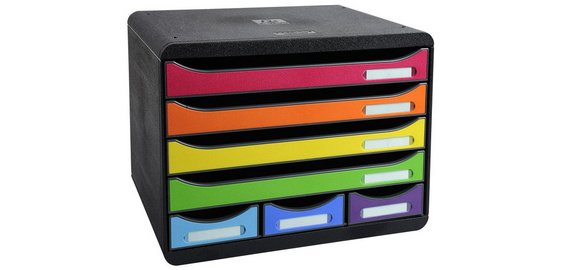 Schubladenbox STOREBOX, 7 offene Schubladen, Iderama - Regenbogen