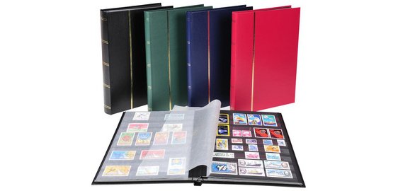 Briefmarkenalbum in Lederoptik, 16 Seiten schwarz, 22,5x30,5 cm