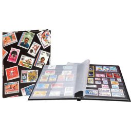 Postzegelalbum met omslag in karton - 16 zwarte bladen - 9 banden - 22 ,5x30,5cm - Design