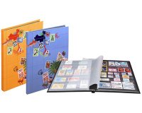Postzegelalbum met klassieke omslag - 16 zwarte bladen - 6 banden - 17x22 ,5cm - Geass. Designs