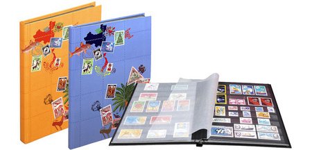 Briefmarkenalbum Globetrotter, 16 Seiten schwarz, 16,5x22,5 cm - Motive sortiert