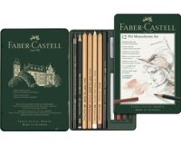 FABER-CASTELL PITT MONOCHROME Set petit, étui de 12 pièces