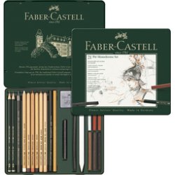 FABER-CASTELL PITT MONOCHROME Set medium, étui de 21 pièces