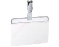 Porte-badge plastifié, avec clip, 90 x 54 mm