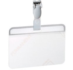 Porte-badge plastifié, avec clip, 90 x 54 mm