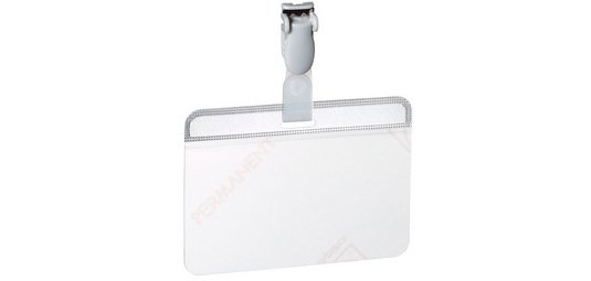 Porte-badge plastifié, avec clip, 90 x 54 mm