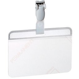 Porte-badge plastifié, avec clip, 90 x 54 mm