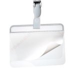 Porte-badge plastifié, avec clip, 90 x 54 mm