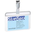 Porte-badge plastifié, avec clip, 90 x 54 mm