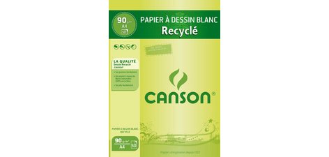 Bloc de papier à dessin recyclé, A4, 90 g/m2, blanc