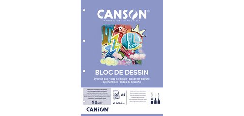 Bloc de feuillets mobiles de papier à dessin, blanc