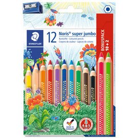 Crayon de couleur triangulaire Noris super jumbo - Etui carton de 12