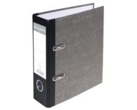 Classeur à levier papier marbre gris dos de 70mm - A5 vertical. - Gris-dos noir