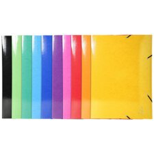 Chemise à élastiques Maxi capacity carte lustrée pelliculée 600gm2 - Iderama - A3 - Couleurs assorties