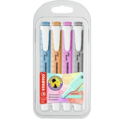 Surligneur swing cool Pastel, étui en PET de 4