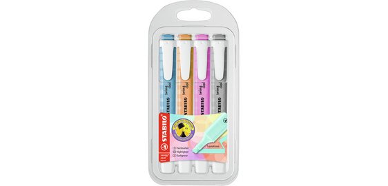 Surligneur swing cool Pastel, étui en PET de 4