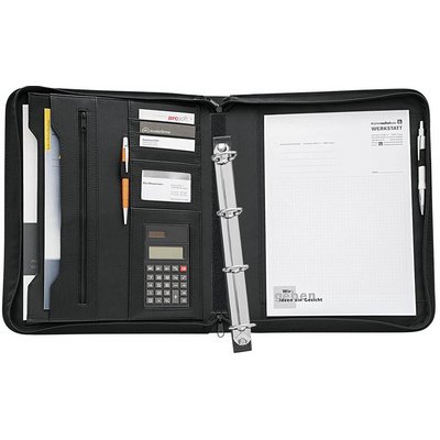 Porte-documents, A4, avec calculatrice, couleur: noir