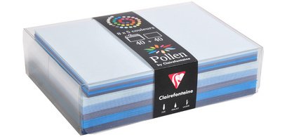 Coffret Pollen de 40 enveloppes 90x40mm + 40 cartes 82x128mm - Assorti de Bleu